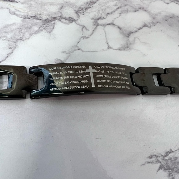 Stainless Steel Spanish Bracelet Lords Prayer Padre Nuestro - Picture 2 of 6